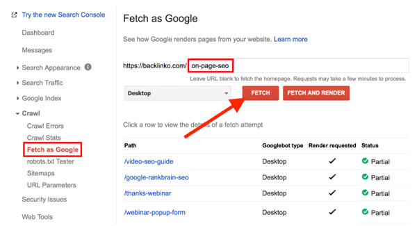 قابلیت Fetch As Google